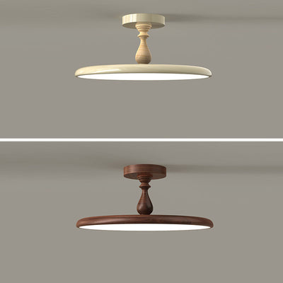 Contemporary Retro Iron PVC Round LED Semi-Flush Mount Ceiling Light For Bedroom