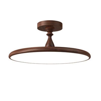 Contemporary Retro Iron PVC Round LED Semi-Flush Mount Ceiling Light For Bedroom