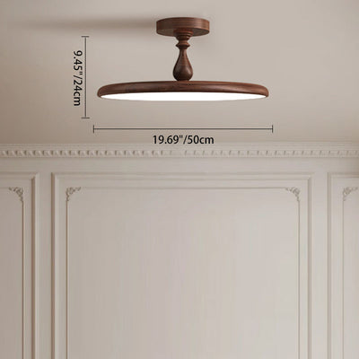 Contemporary Retro Iron PVC Round LED Semi-Flush Mount Ceiling Light For Bedroom