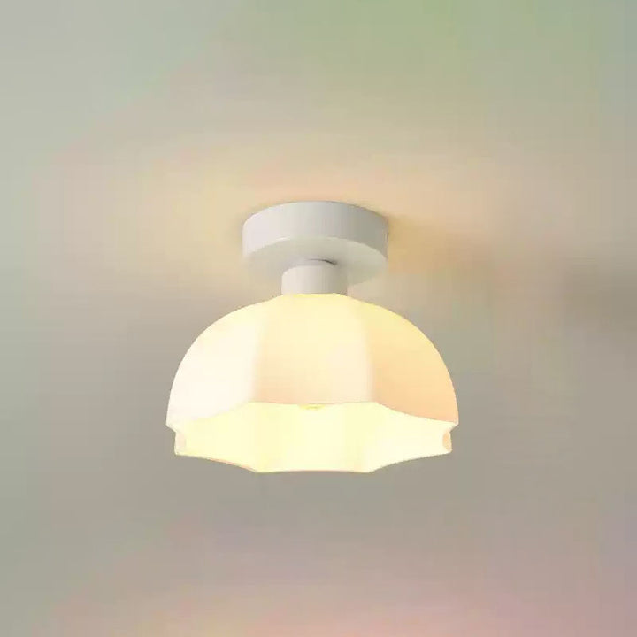 Zeitgenössische skandinavische Kupfer-Eisen-Glas-Regenschirm Runde 1-Licht Halbeinbau-Deckenleuchte für den Flur 