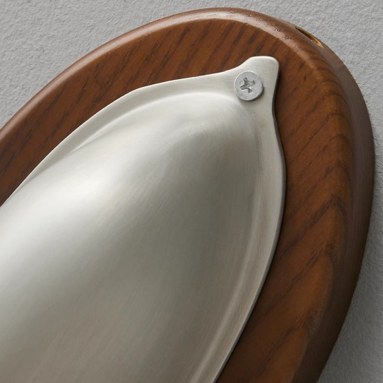 Contemporary Scandinavian Copper Ash Wood Round 1-Light Wall Sconce Lamp For Bedroom