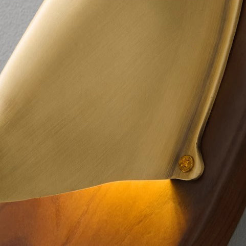 Contemporary Scandinavian Copper Ash Wood Round 1-Light Wall Sconce Lamp For Bedroom