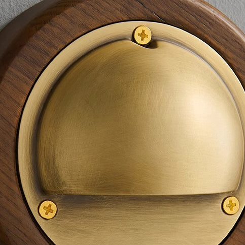 Contemporary Scandinavian Copper Ash Wood Round 1-Light Wall Sconce Lamp For Bedroom