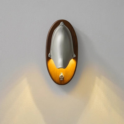 Contemporary Scandinavian Copper Ash Wood Round 1-Light Wall Sconce Lamp For Bedroom