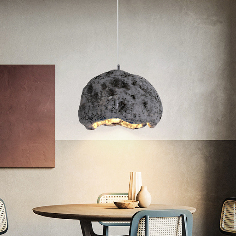 Contemporary Creative Resin Polystyrene Aluminum Semicircle 1-Light Pendant Light For Dining Room