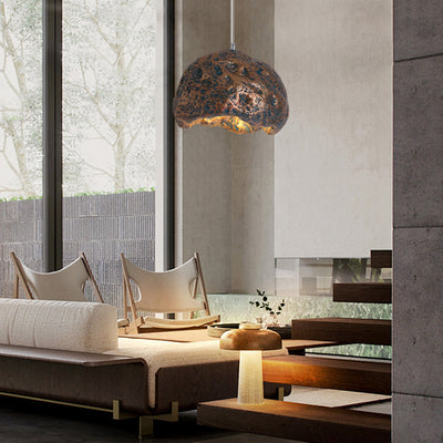 Contemporary Creative Resin Polystyrene Aluminum Semicircle 1-Light Pendant Light For Dining Room