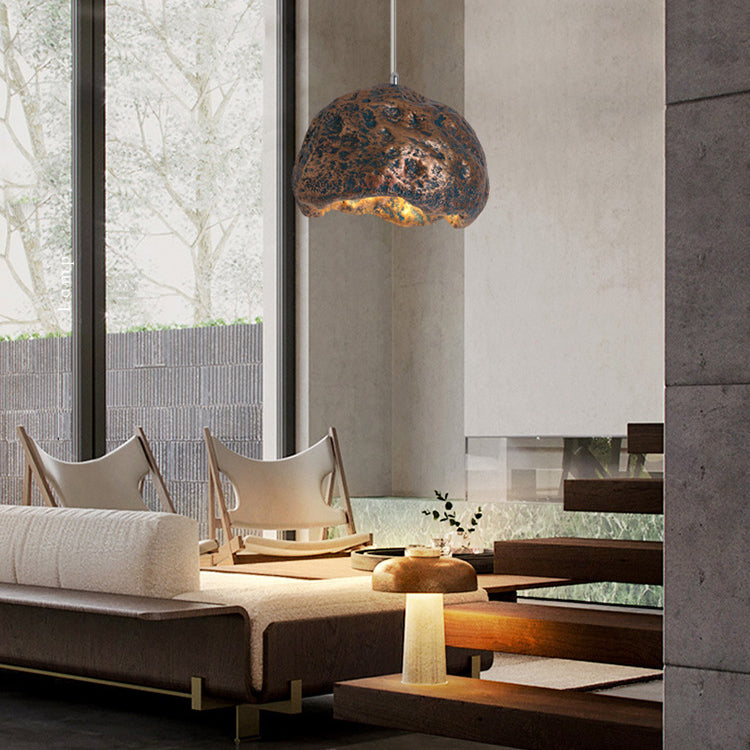 Contemporary Creative Resin Polystyrene Aluminum Semicircle 1-Light Pendant Light For Dining Room