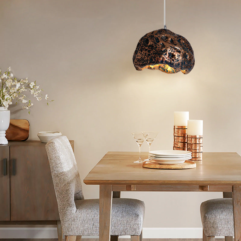Contemporary Creative Resin Polystyrene Aluminum Semicircle 1-Light Pendant Light For Dining Room