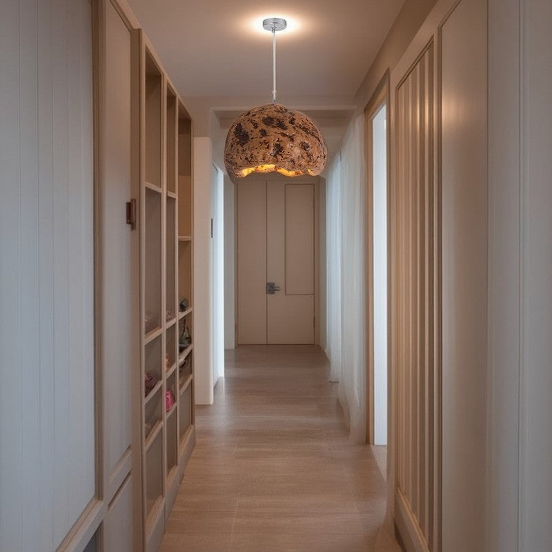 Contemporary Creative Resin Polystyrene Aluminum Semicircle 1-Light Pendant Light For Dining Room