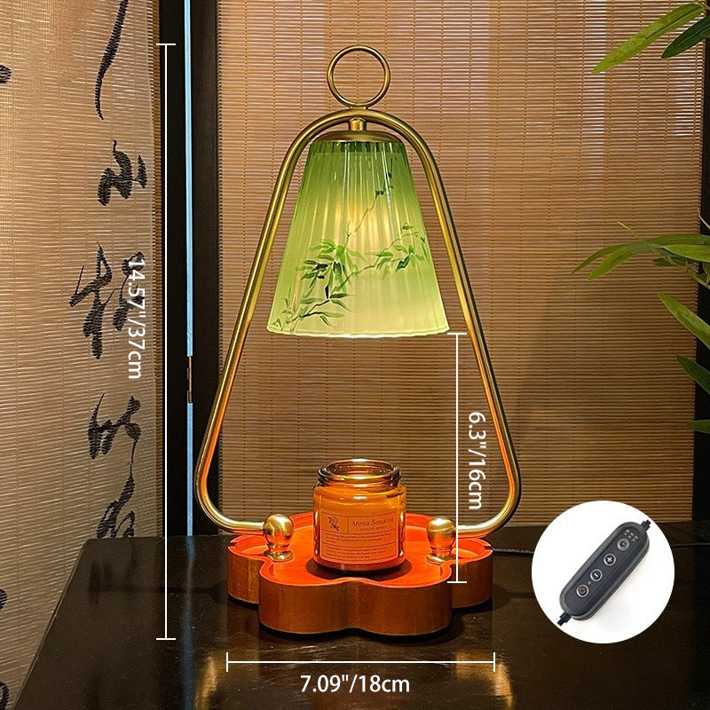 Lámpara de mesa de cera derretida de 1 luz de vidrio retro contemporáneo, madera, hierro, para dormitorio 