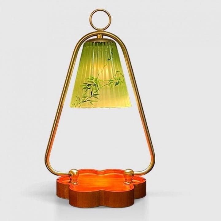 Lámpara de mesa de cera derretida de 1 luz de vidrio retro contemporáneo, madera, hierro, para dormitorio 