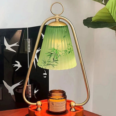 Contemporary Retro Glass Wood Iron Flower 1-Light Melting Wax Table Lamp For Bedroom