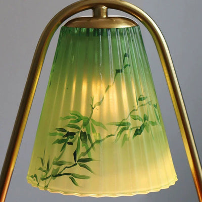 Contemporary Retro Glass Wood Iron Flower 1-Light Melting Wax Table Lamp For Bedroom