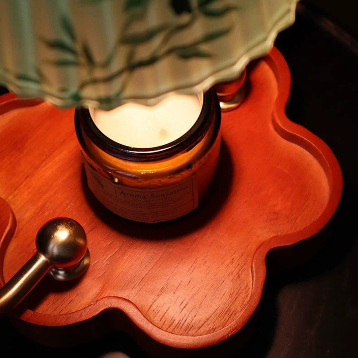 Lámpara de mesa de cera derretida de 1 luz de vidrio retro contemporáneo, madera, hierro, para dormitorio 