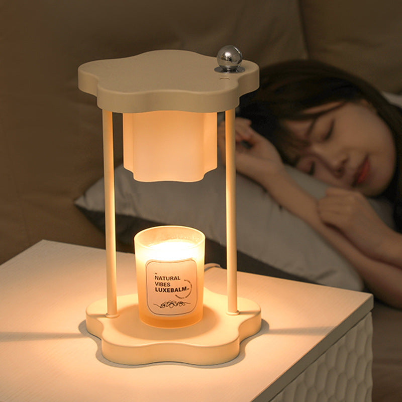 Modern Minimalist Metal Rubberwood Flower 1-Light Melting Wax Table Lamp For Bedroom