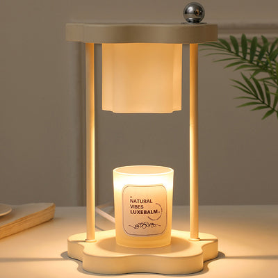 Modern Minimalist Metal Rubberwood Flower 1-Light Melting Wax Table Lamp For Bedroom