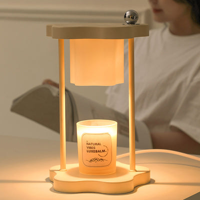 Modern Minimalist Metal Rubberwood Flower 1-Light Melting Wax Table Lamp For Bedroom