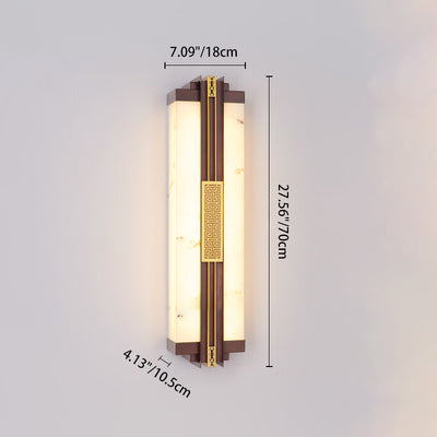 Traditional Chinese Waterproof Stainless Steel Resin Imitation Marble Pattern Linear LED Wall Sconce Lamp For Outdoor Patio