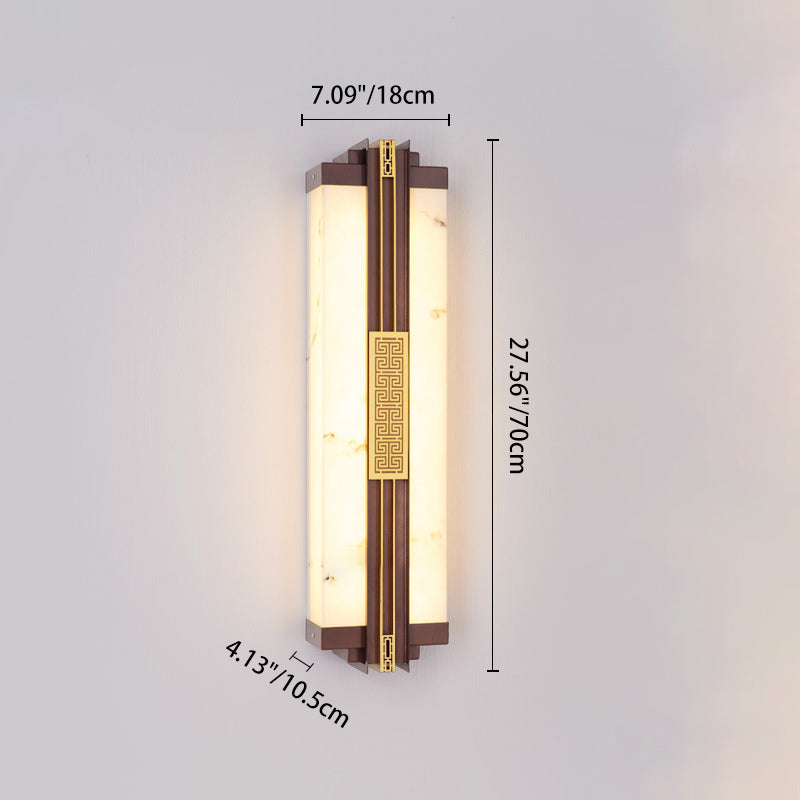 Traditional Chinese Waterproof Stainless Steel Resin Imitation Marble Pattern Linear LED Wall Sconce Lamp For Outdoor Patio