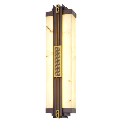 Traditional Chinese Waterproof Stainless Steel Resin Imitation Marble Pattern Linear LED Wall Sconce Lamp For Outdoor Patio