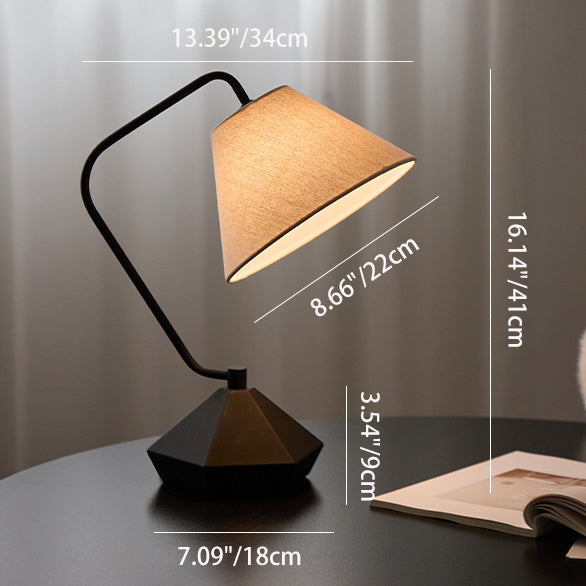 Contemporary Retro Fabric Metal Round 1-Light Table Lamp For Bedroom