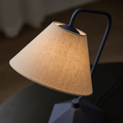 Contemporary Retro Fabric Metal Round 1-Light Table Lamp For Bedroom