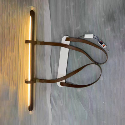 Modern Minimalist PU Leather Glass Linear  LED Island Light Chandelier For Dining Room