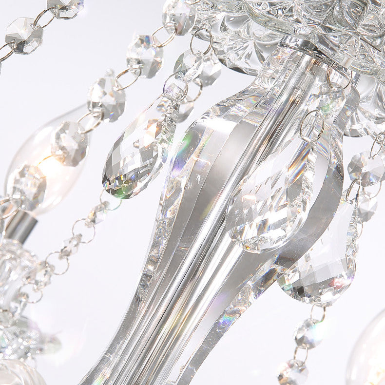 Lustre Rond en Cristal Métal de Luxe Contemporain à 6/8/10 Lumières pour Salon 