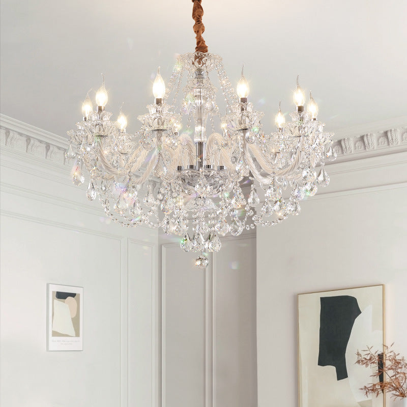 Lustre Rond en Cristal Métal de Luxe Contemporain à 6/8/10 Lumières pour Salon 