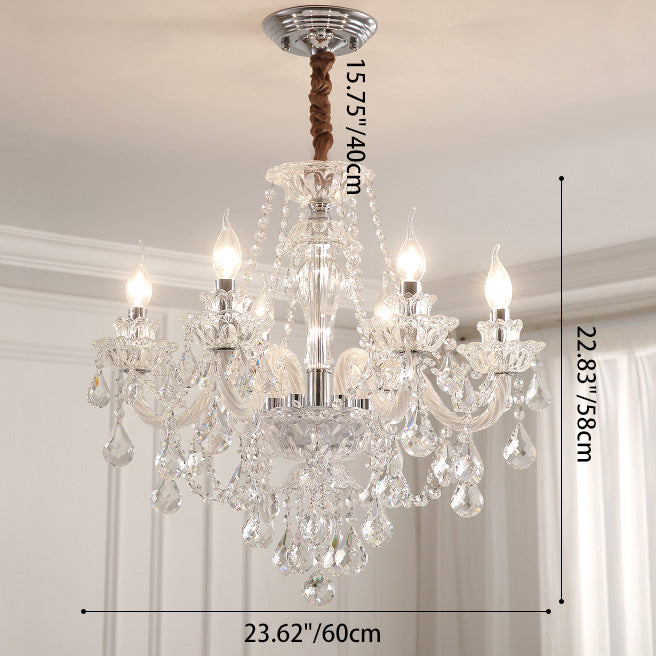 Lustre Rond en Cristal Métal de Luxe Contemporain à 6/8/10 Lumières pour Salon 