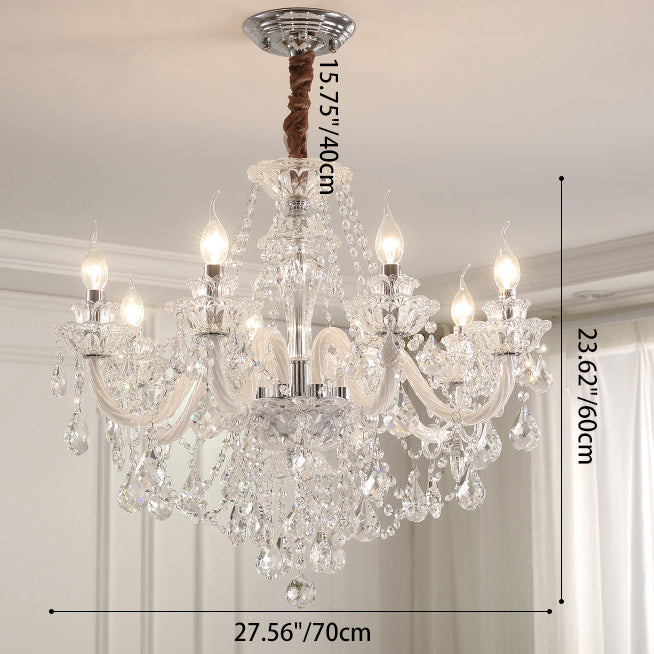 Lustre Rond en Cristal Métal de Luxe Contemporain à 6/8/10 Lumières pour Salon 