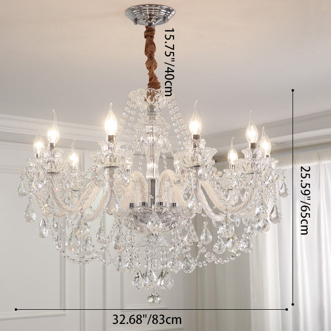 Lustre Rond en Cristal Métal de Luxe Contemporain à 6/8/10 Lumières pour Salon 