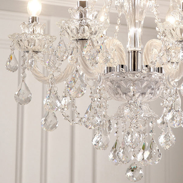 Lustre Rond en Cristal Métal de Luxe Contemporain à 6/8/10 Lumières pour Salon 