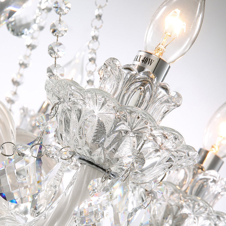 Lustre Rond en Cristal Métal de Luxe Contemporain à 6/8/10 Lumières pour Salon 