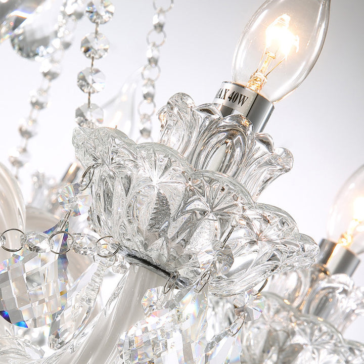 Lustre Rond en Cristal Métal de Luxe Contemporain à 6/8/10 Lumières pour Salon 