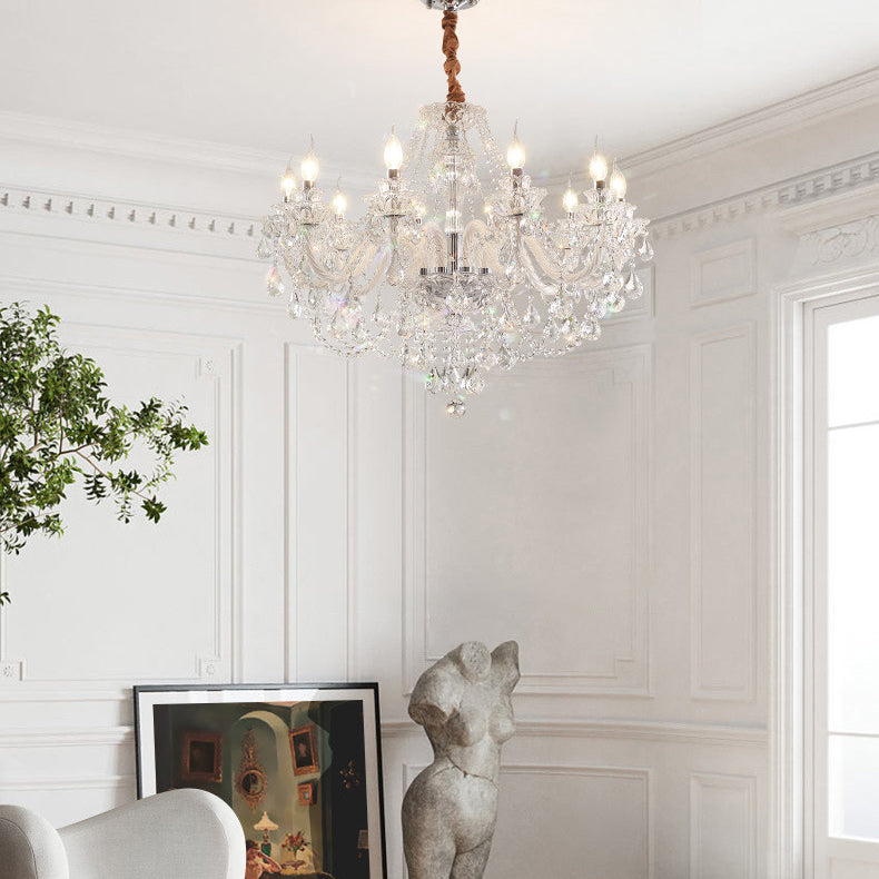 Lustre Rond en Cristal Métal de Luxe Contemporain à 6/8/10 Lumières pour Salon 