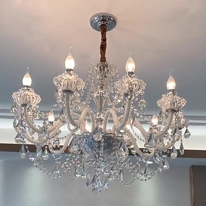 Lustre Rond en Cristal Métal de Luxe Contemporain à 6/8/10 Lumières pour Salon 
