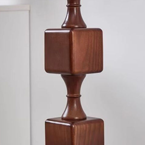 Lampe de sol traditionnelle française en bois avec tissu linéaire 1 lumière pour salon 