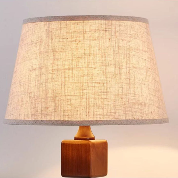 Lampe de sol traditionnelle française en bois avec tissu linéaire 1 lumière pour salon 
