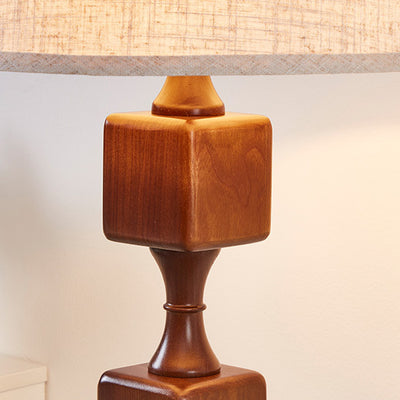 Traditional French Wood Fabric Linear 1-Light Standing Floor Lamp For Living Room