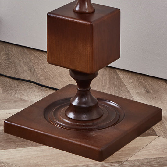 Lampe de sol traditionnelle française en bois avec tissu linéaire 1 lumière pour salon 
