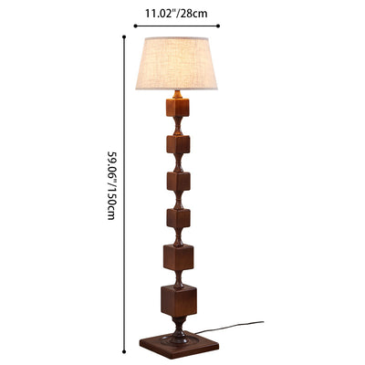 Traditional French Wood Fabric Linear 1-Light Standing Floor Lamp For Living Room