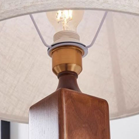 Lampe de sol traditionnelle française en bois avec tissu linéaire 1 lumière pour salon 