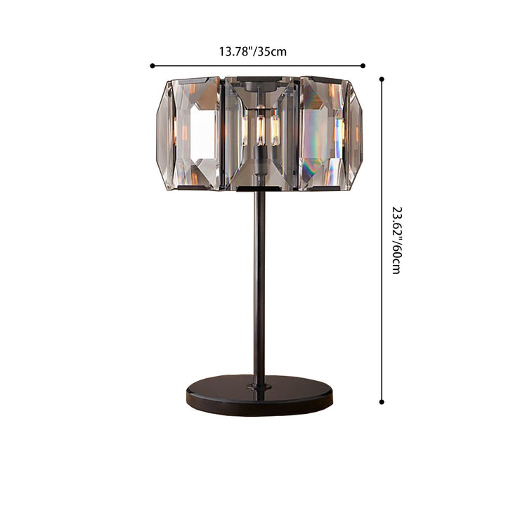 Lampe de table ronde contemporaine en cristal et fer à 1 lumière pour chambre 