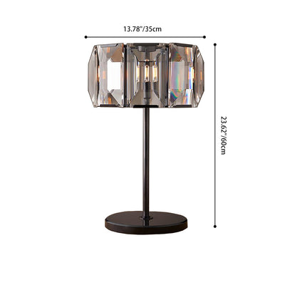 Contemporary Luxury Crystal Iron Round 1-Light Table Lamp For Bedroom