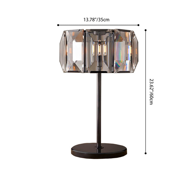 Contemporary Luxury Crystal Iron Round 1-Light Table Lamp For Bedroom