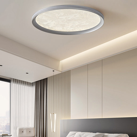 Moderne minimalistische runde Deckenleuchte aus Aluminium und Acryl mit LED für das Schlafzimmer 