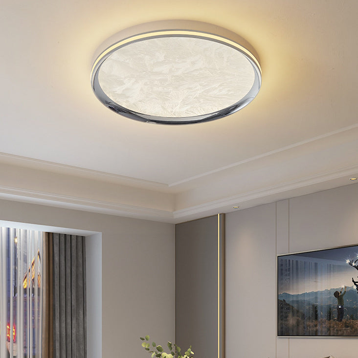 Modern Minimalist Aluminum Acrylic Round LED Flush Mount Ceiling Light For Bedroom