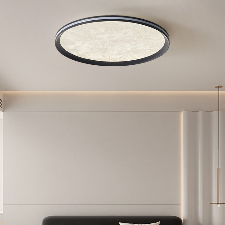 Moderne minimalistische runde Deckenleuchte aus Aluminium und Acryl mit LED für das Schlafzimmer 