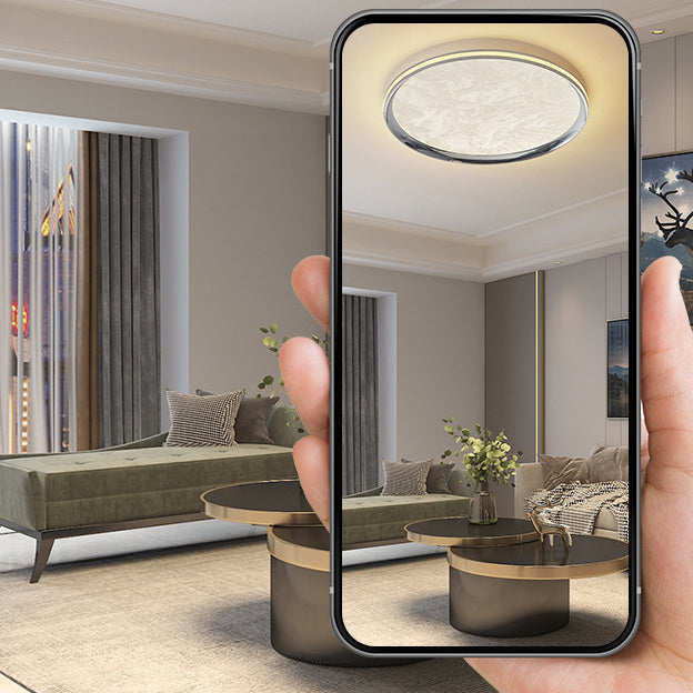 Modern Minimalist Aluminum Acrylic Round LED Flush Mount Ceiling Light For Bedroom